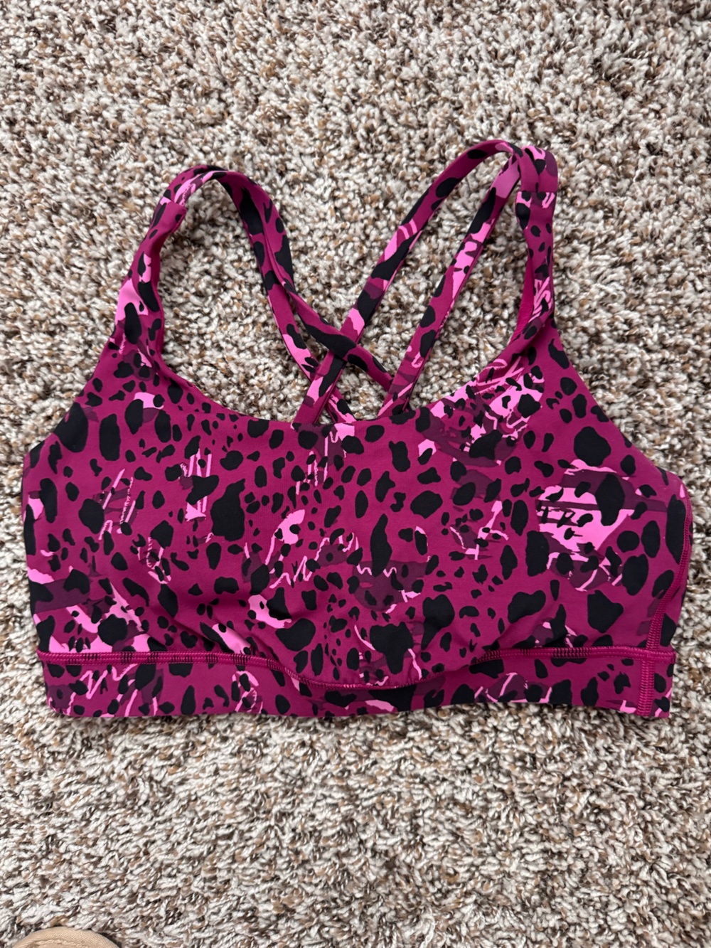 lululemon athletica Pink and Black Leopard Print Sports Bra size 8